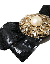 Black Sequin Pearl Handmade Brooch Hair Pin