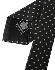 Black White Polka Dots 100% Silk Necktie Face Mask