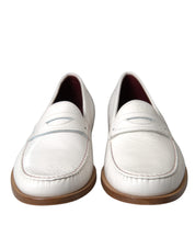 Dolce & Gabbana White Leather Slip On Mocassin Loafers Shoes Dolce & Gabbana