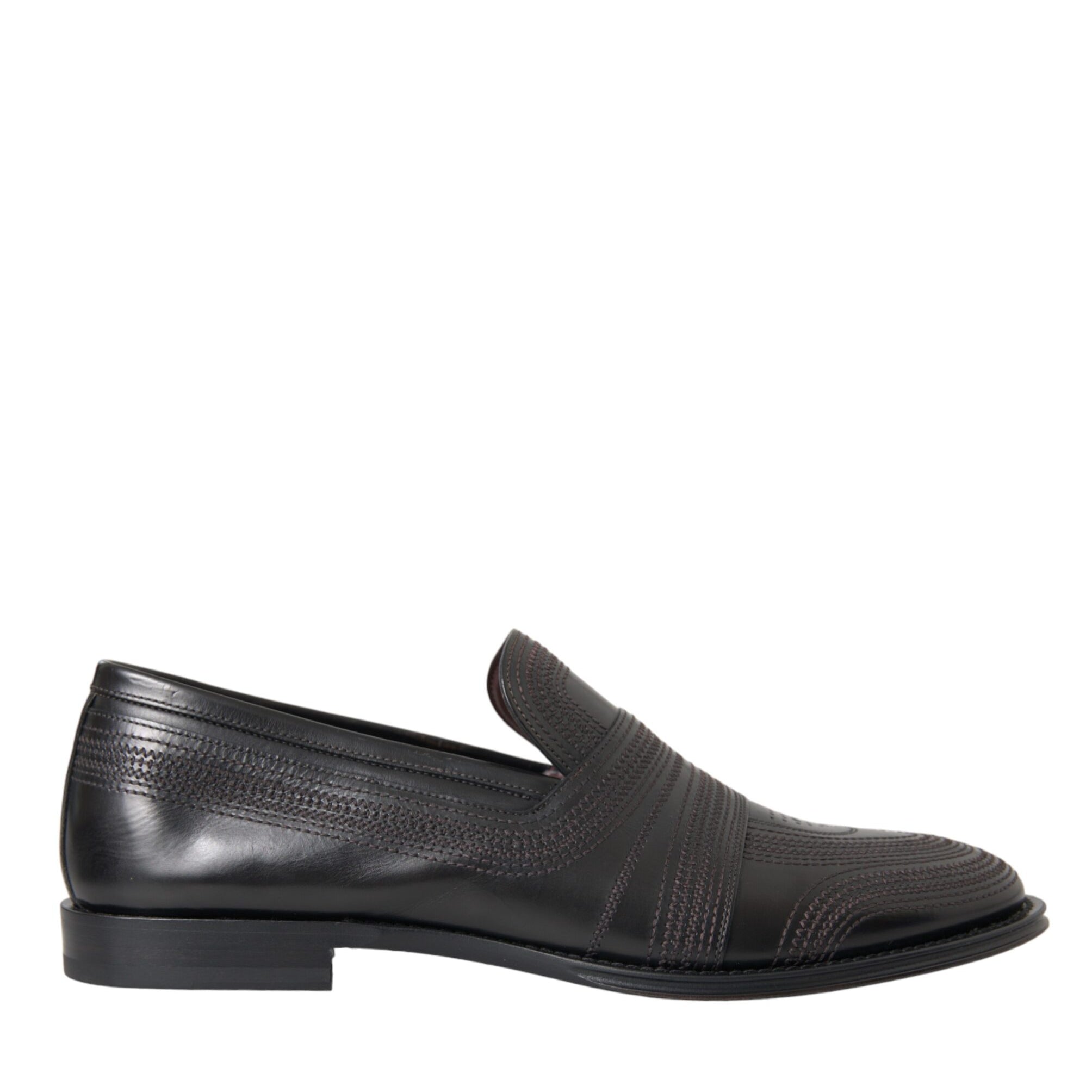 Dolce & Gabbana Black Brown Leather Loafer Men Dress Shoes Dolce & Gabbana