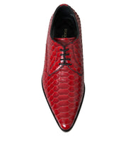 Red Textured Varnished Derby Men Formal Shoes