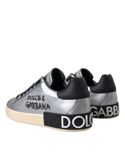 Silver Portofino Calf Leather Sneakers Men Shoes