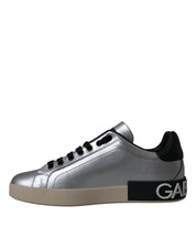 Silver Portofino Calf Leather Sneakers Men Shoes