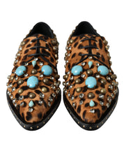 Dolce & Gabbana Brown Leopard Hair Crystal Dress Broque Shoes Dolce & Gabbana