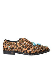 Dolce & Gabbana Brown Leopard Hair Crystal Dress Broque Shoes Dolce & Gabbana