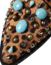 Dolce & Gabbana Brown Leopard Hair Crystal Dress Broque Shoes Dolce & Gabbana
