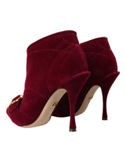 Dolce & Gabbana Dark Red Velvet Devotion Buckle Boots Shoes Dolce & Gabbana