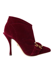 Dolce & Gabbana Dark Red Velvet Devotion Buckle Boots Shoes Dolce & Gabbana