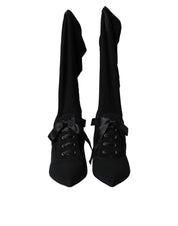 Black Stiletto Heels Mid Calf Boots Shoes
