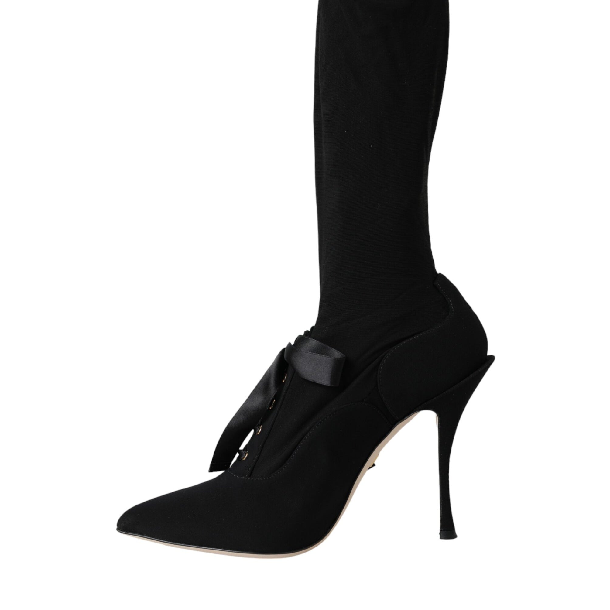 Dolce & Gabbana Black Stiletto Heels Mid Calf Boots Shoes Dolce & Gabbana