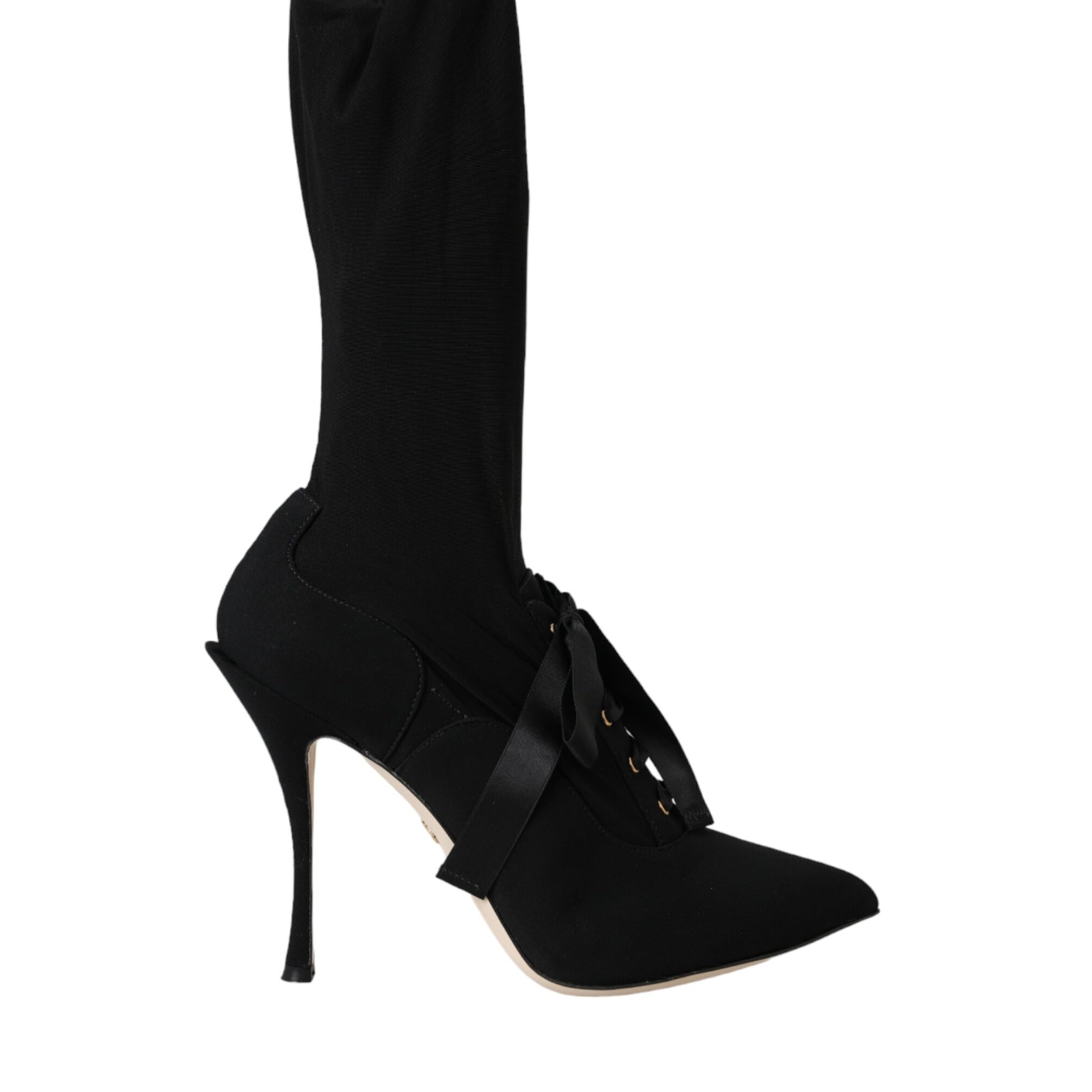 Dolce & Gabbana Black Stiletto Heels Mid Calf Boots Shoes Dolce & Gabbana