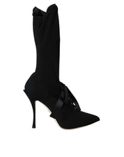 Dolce & Gabbana Black Stiletto Heels Mid Calf Boots Shoes Dolce & Gabbana