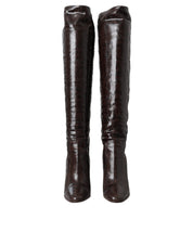 Dolce & Gabbana Brown Exotic Leather Heels High Boots Shoes Dolce & Gabbana