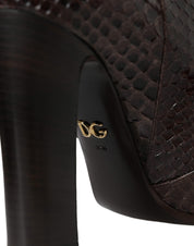 Dolce & Gabbana Brown Exotic Leather Heels High Boots Shoes Dolce & Gabbana