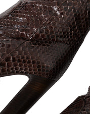 Dolce & Gabbana Brown Exotic Leather Heels High Boots Shoes Dolce & Gabbana