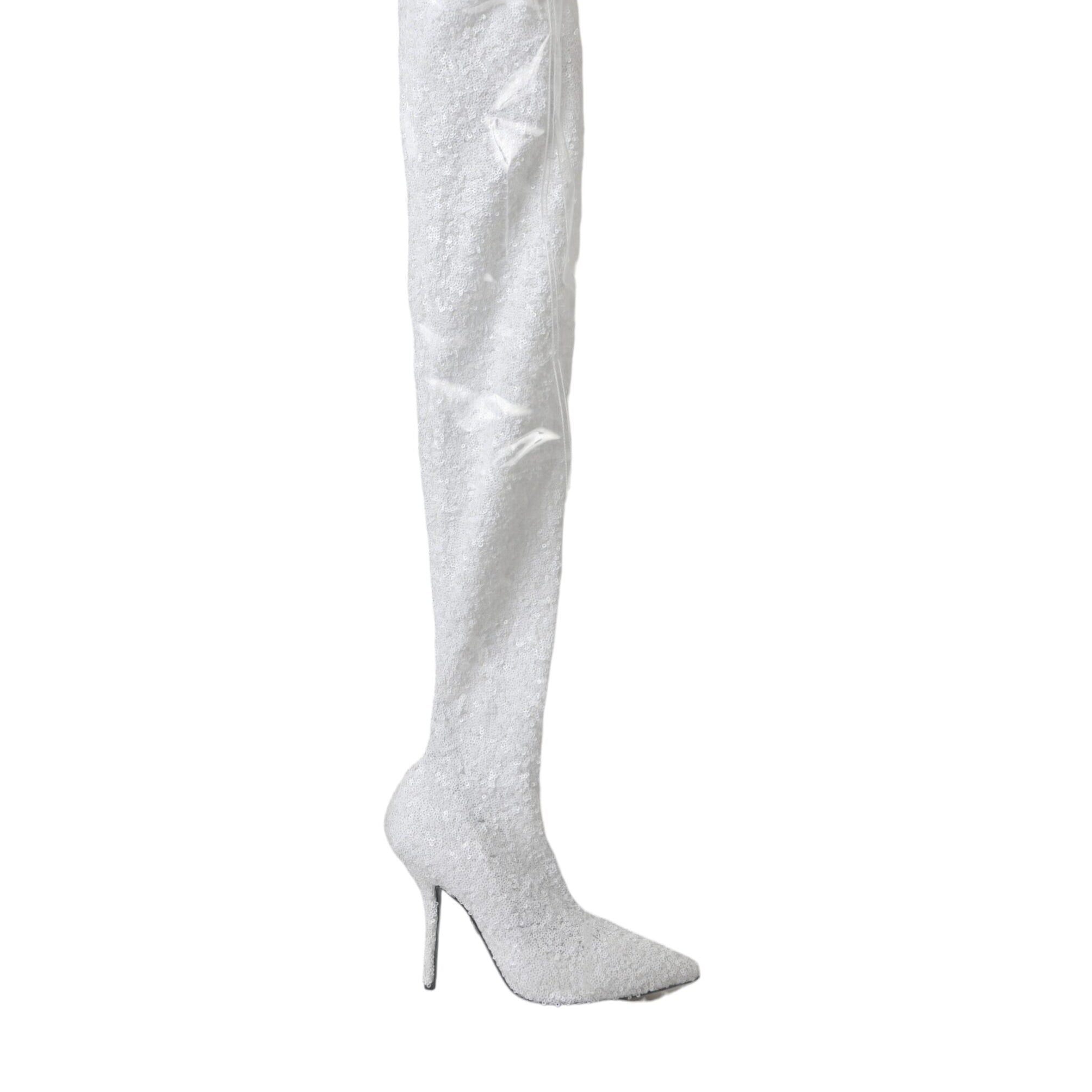 Dolce & Gabbana White Heels Stiletto Knee High Boots Shoes Dolce & Gabbana
