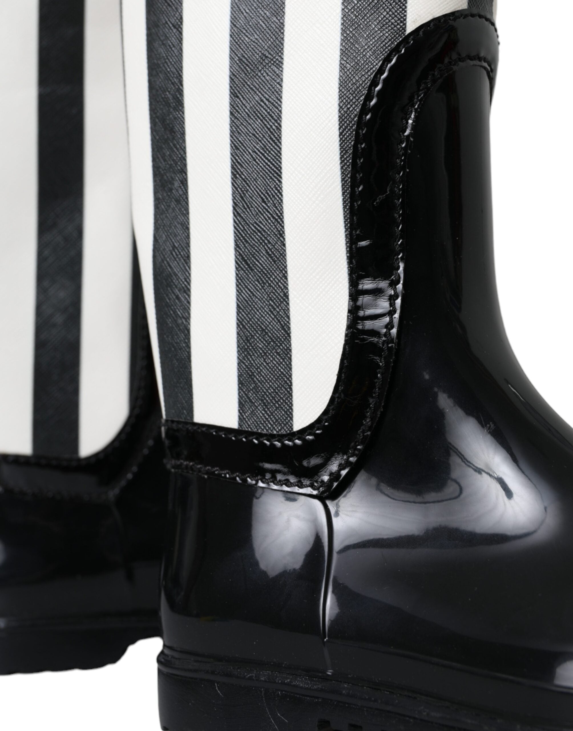 Dolce & Gabbana Black Rubber Knee High Flat Boots Shoes Dolce & Gabbana
