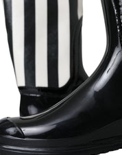 Dolce & Gabbana Black Rubber Knee High Flat Boots Shoes Dolce & Gabbana
