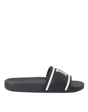 Black Leather I Love D&G Sandals Slides Shoes