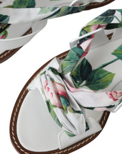 Multicolor Floral Print Ankle Wrap Sandals Shoes