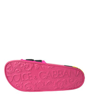 Pink Black Logo Beachwear Flats Sandals Shoes