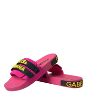 Pink Black Logo Beachwear Flats Sandals Shoes