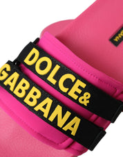 Pink Black Logo Beachwear Flats Sandals Shoes