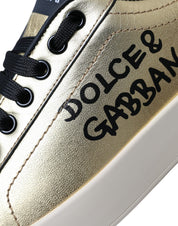 Gold Portofino Calf Leather Sneakers Women Shoes