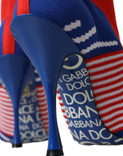 Red Blue Stretch Sock Style Short Boots Logo Shoes