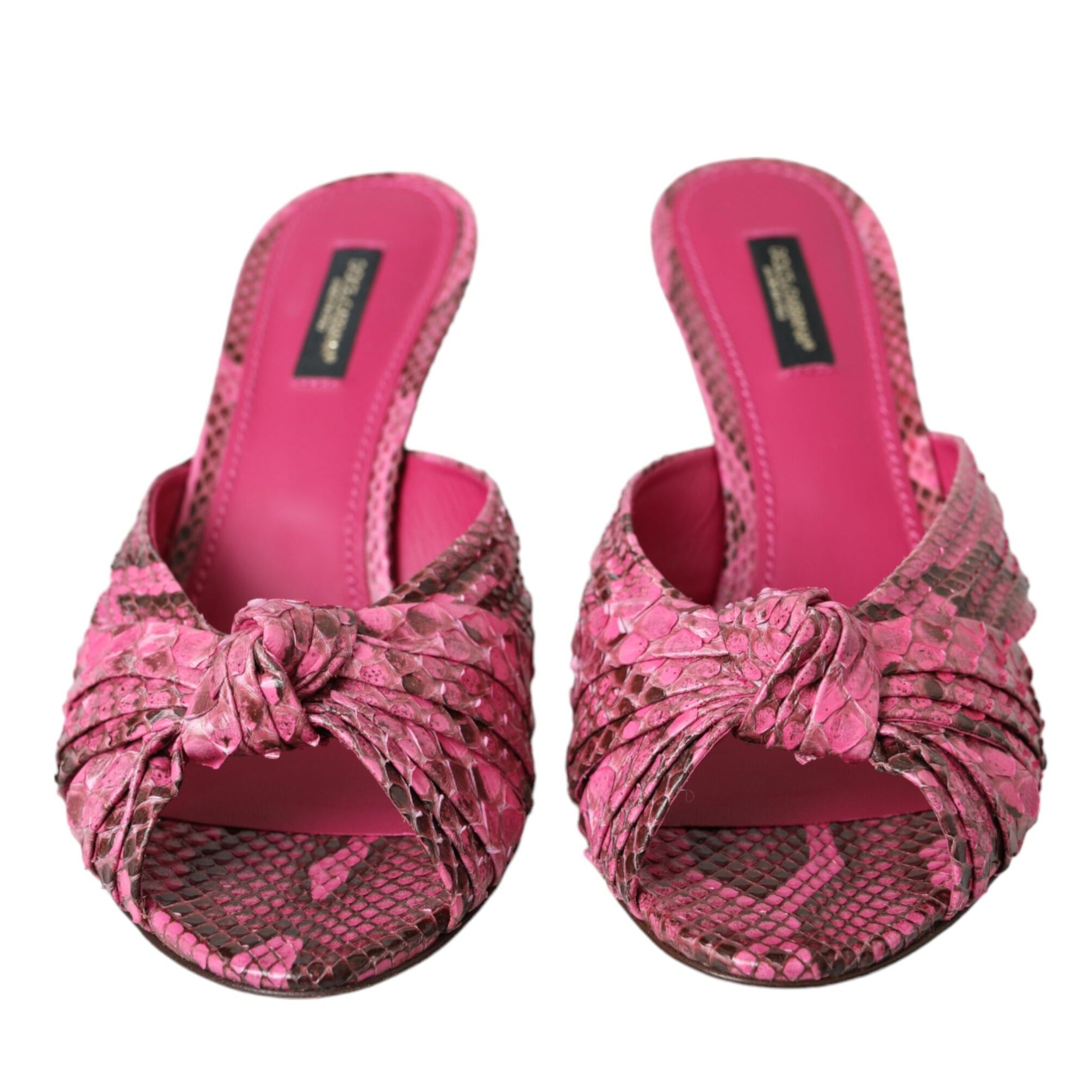 Dolce & Gabbana Pink Exotic Leather Kitten Heels Slides Shoes Dolce & Gabbana