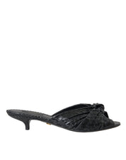 Dolce & Gabbana Black Exotic Leather Heels Slides Shoes Dolce & Gabbana