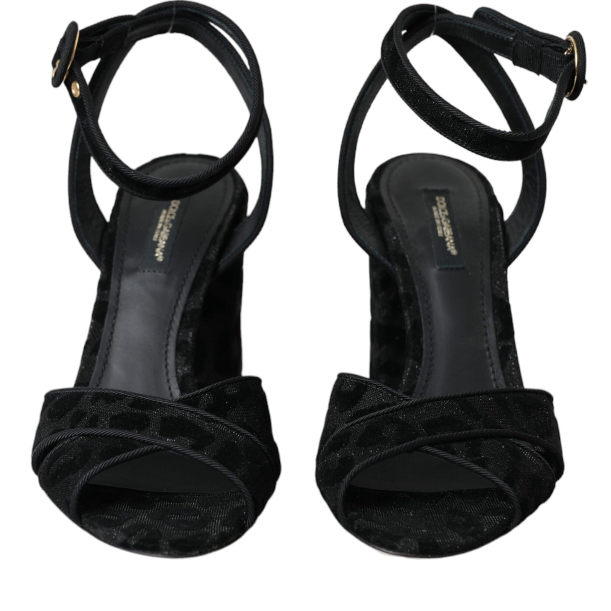 Dolce & Gabbana Black Leopard Suede Heels Sandals Shoes Dolce & Gabbana