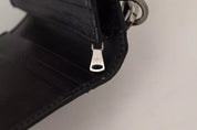 Dolce & Gabbana Black Leather Bifold Shoulder Sling Women Wallet Dolce & Gabbana