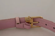 Pink Jaquard Embroidered Gold Tone Metal Buckle Belt
