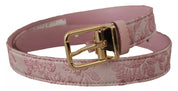 Dolce & Gabbana Pink Jaquard Embroidered Gold Tone Metal Buckle Belt