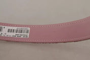 Pink Jaquard Embroidered Gold Tone Metal Buckle Belt