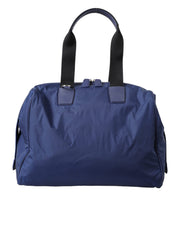 Blue Nylon Calfskin Hand Shoulder Duffel Bag