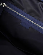 Blue Nylon Calfskin Hand Shoulder Duffel Bag