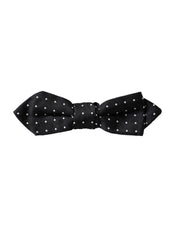 Black Silk Polka Dot Adjustable Neck Men Papillon Bow Tie