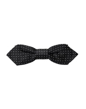 Black Silk Polka Dot Adjustable Neck Men Papillon Bow Tie