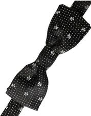Black Silk Floral Adjustable Neck Men Papillon Bow Tie