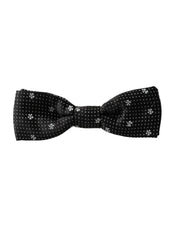 Black Silk Floral Adjustable Neck Men Papillon Bow Tie