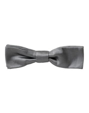 Gray Satin Silk Adjustable Neck Men Papillon Bow Tie
