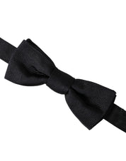 Black Silk Adjustable Neck Men Bow Tie