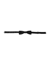 Black Silk Patterned Adjustable Neck Men Bow Tie