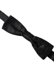 Black Silk Patterned Adjustable Neck Men Bow Tie