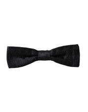Black Silk Patterned Adjustable Neck Men Bow Tie