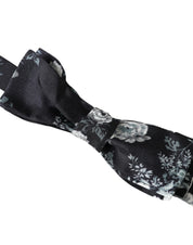 Black Floral Fantasy Adjustable Neck Men Bow Tie