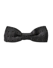 Black Silk Patterned Adjustable Neck Men Bow Tie