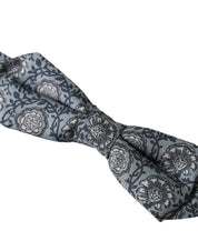 Gray Silk Patterned Adjustable Neck Men Bow Tie